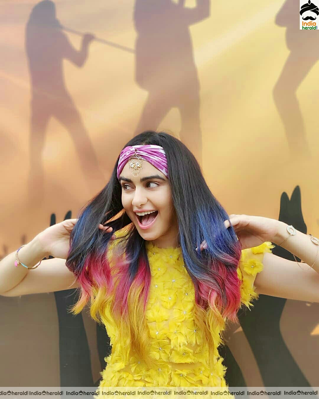 Adah Sharma Funky Stills In Yellow Dress
