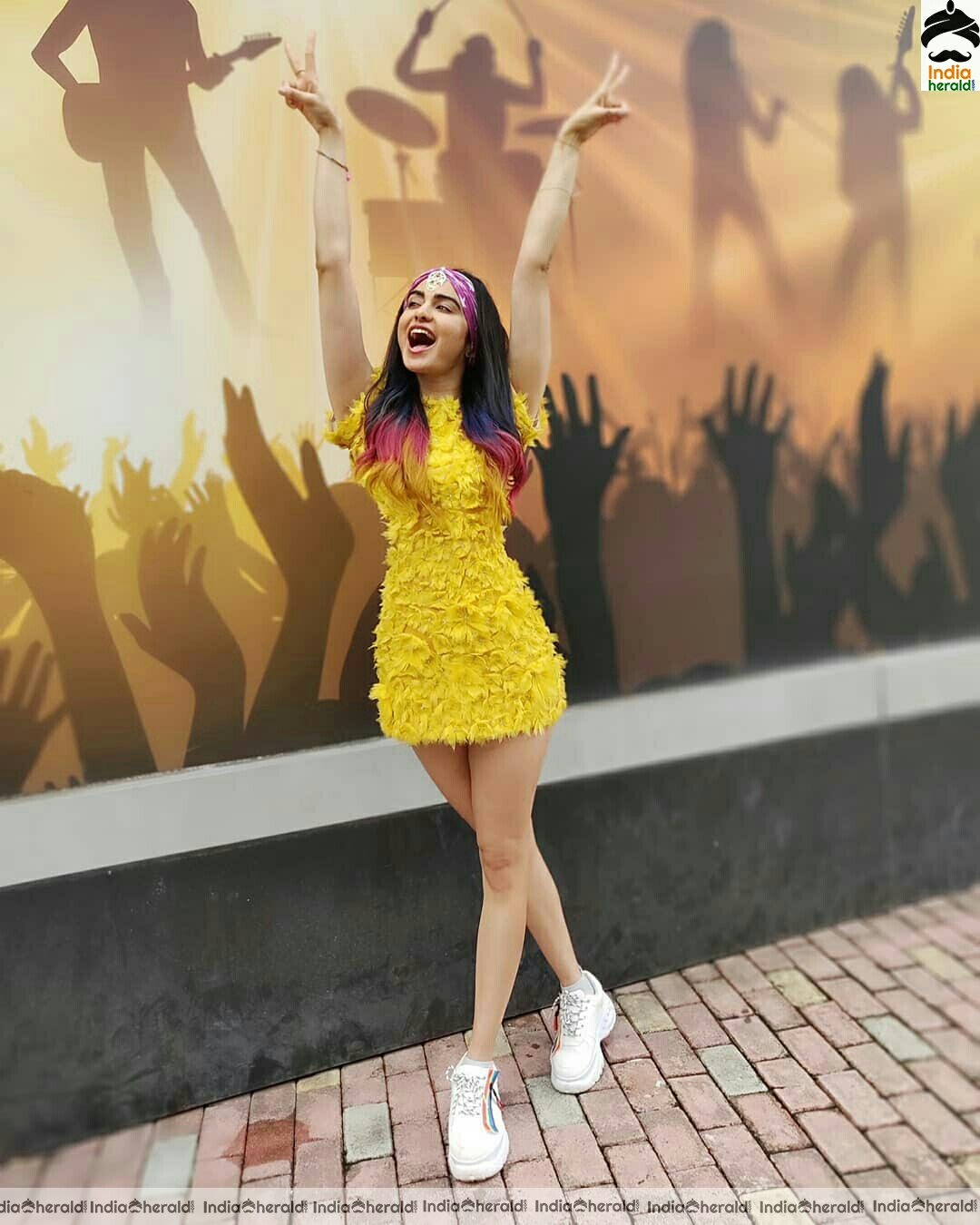 Adah Sharma Funky Stills In Yellow Dress