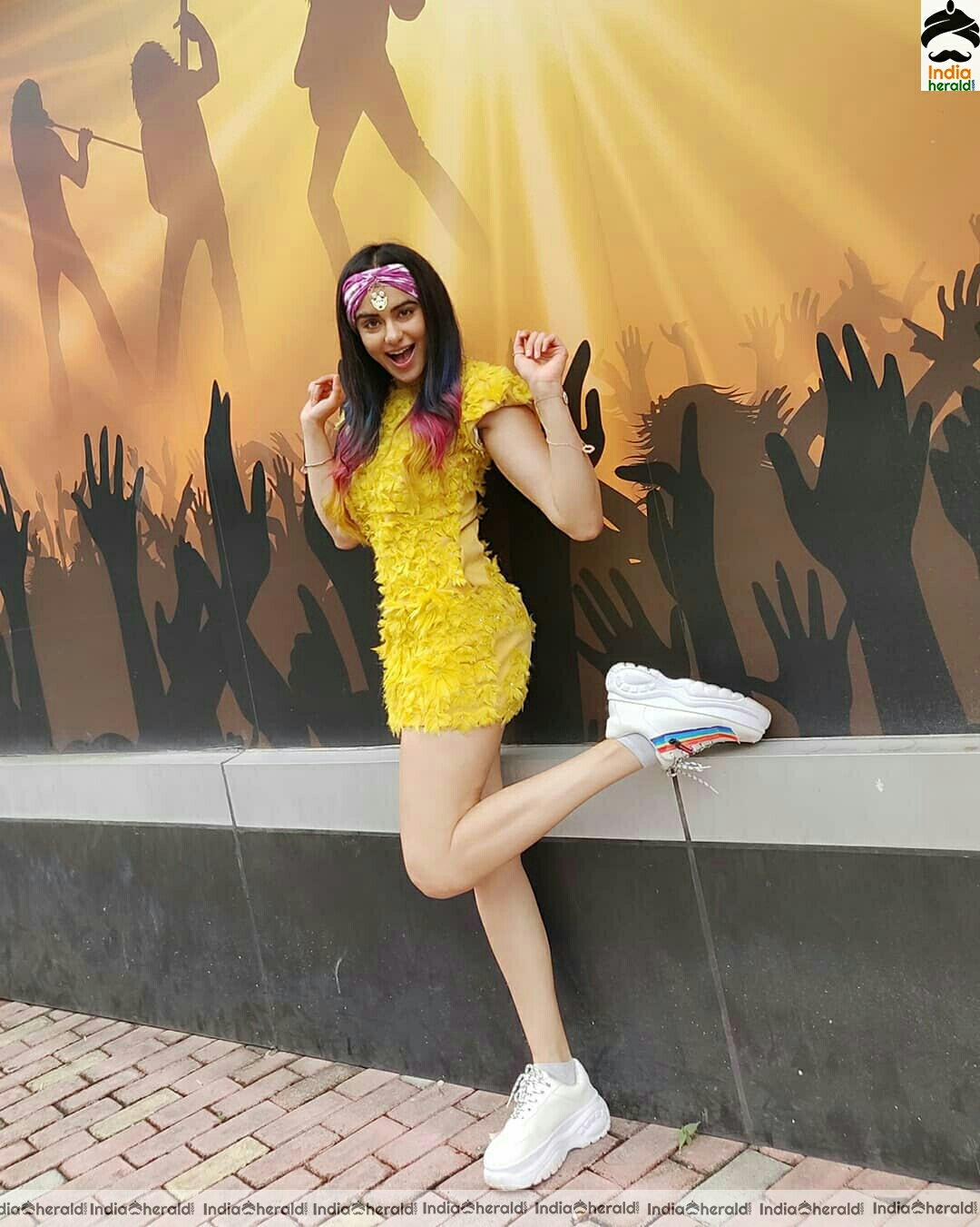 Adah Sharma Funky Stills In Yellow Dress