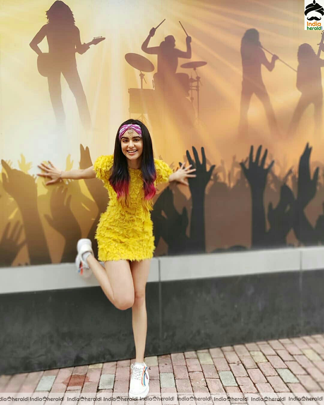 Adah Sharma Funky Stills In Yellow Dress
