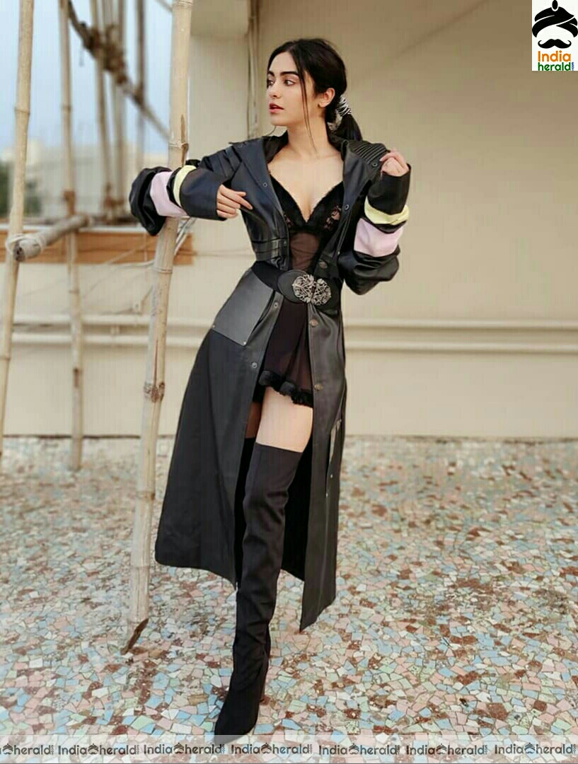 Adah sharma Hot Cleavage Show In Black Dress