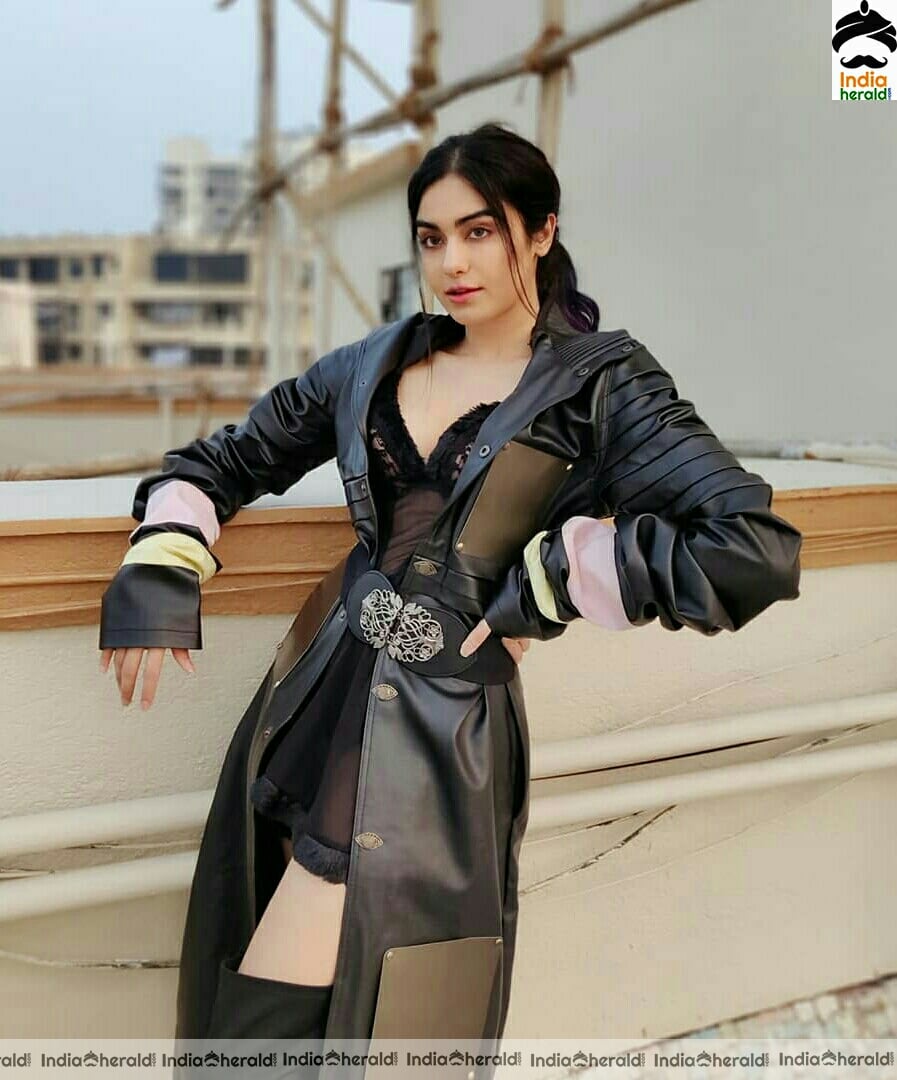 Adah sharma Hot Cleavage Show In Black Dress