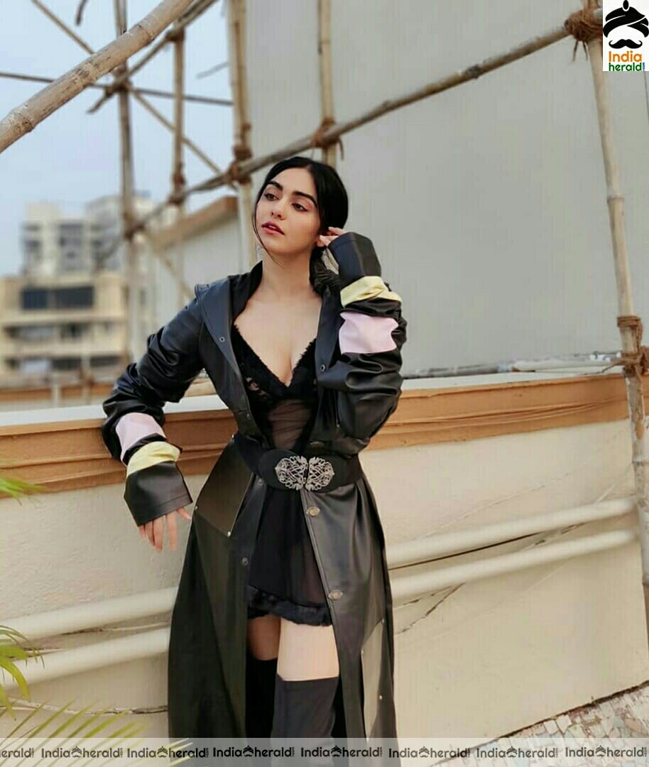 Adah sharma Hot Cleavage Show In Black Dress