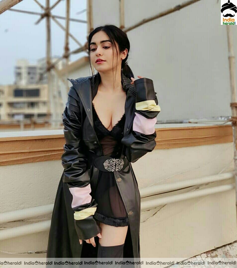 Adah sharma Hot Cleavage Show In Black Dress