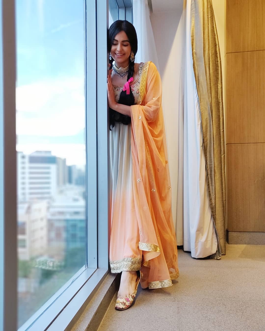 Adah Sharma In A Sleeveless Chudi At A Hotel Room