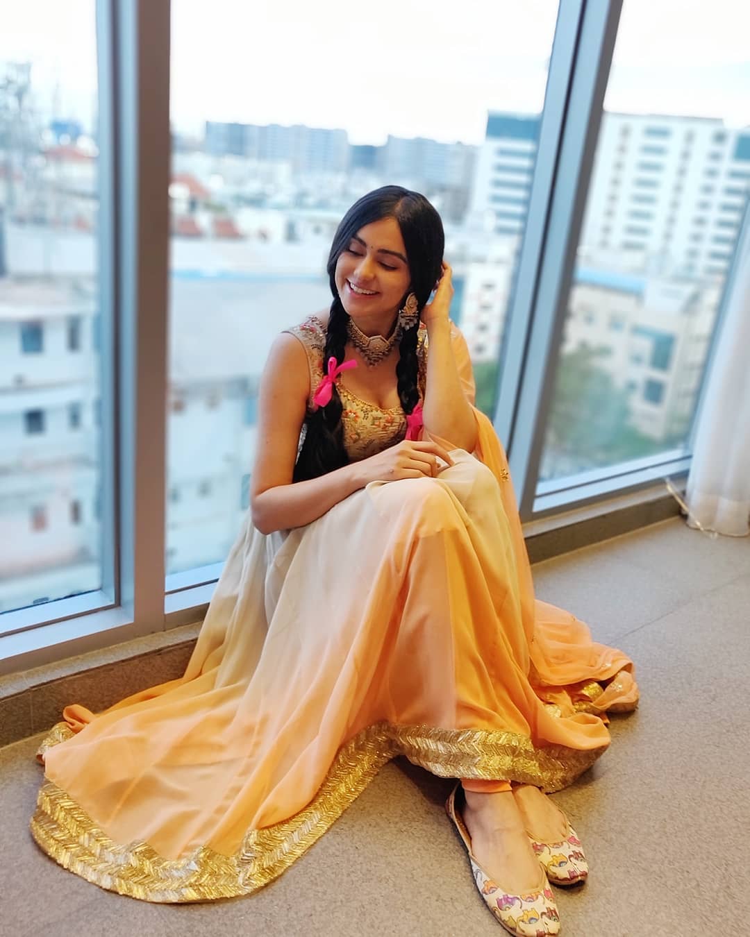 Adah Sharma In A Sleeveless Chudi At A Hotel Room