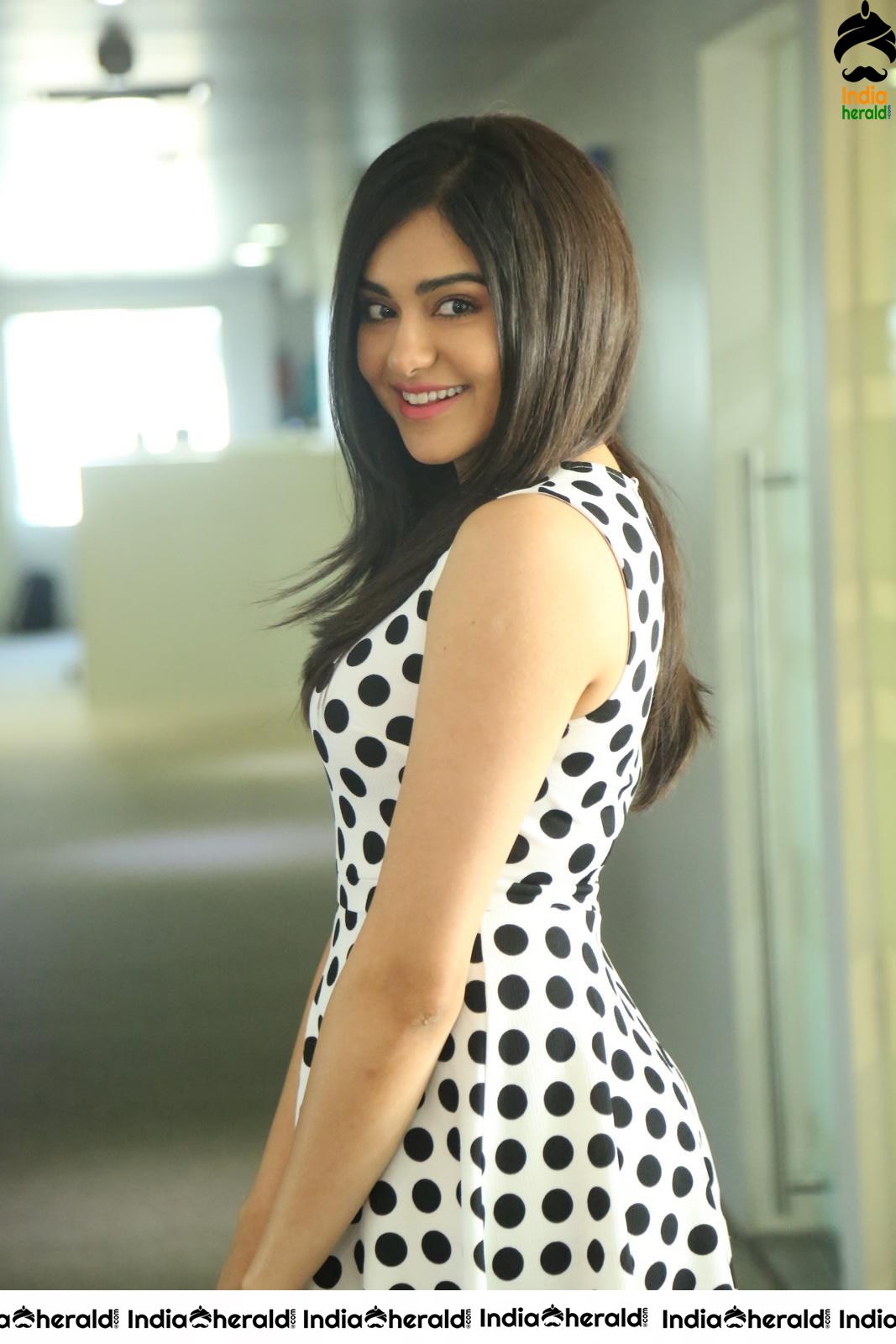 Adah Sharma Looking Super Sexy in Short Polka Dotted Frock Set 1