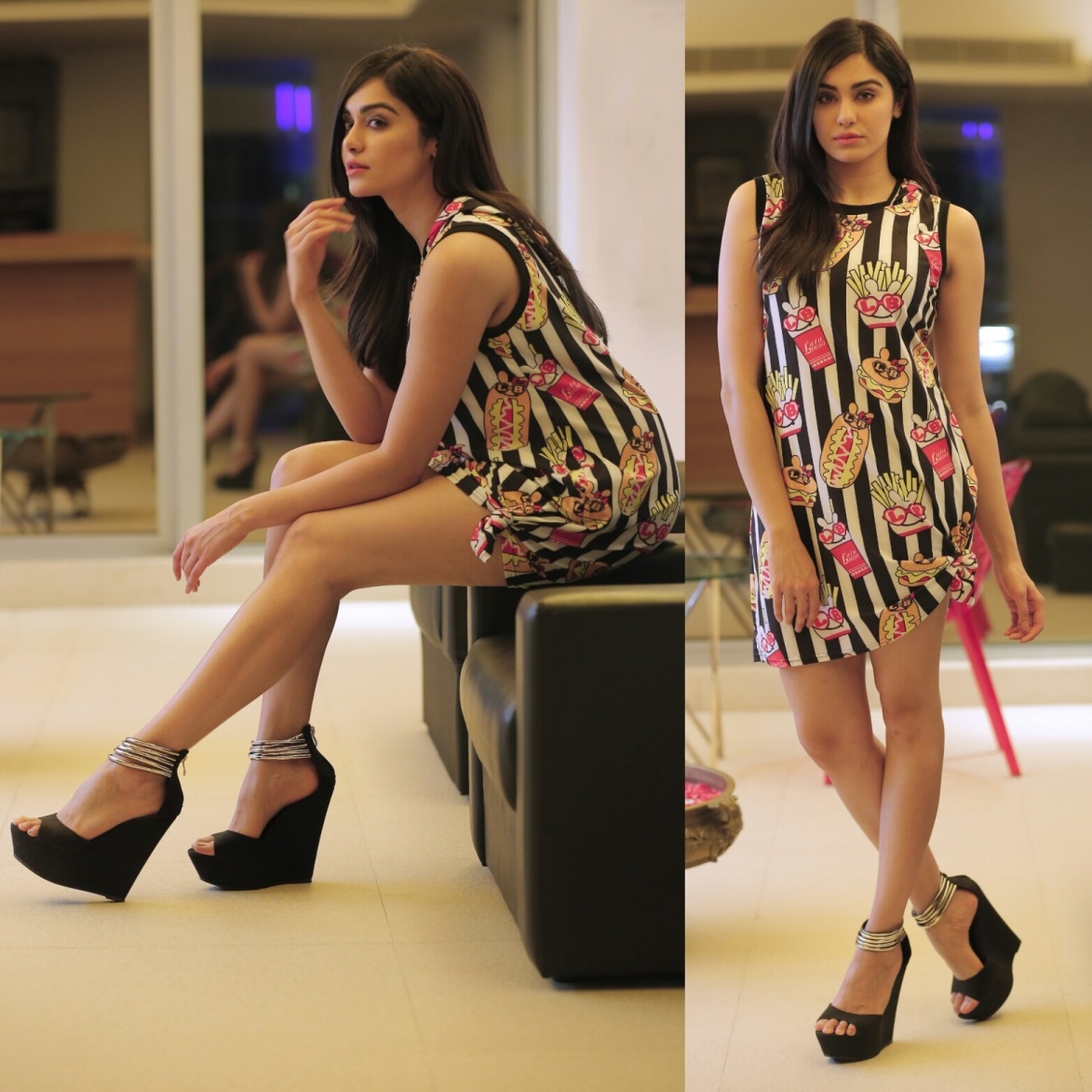 Adah Sharma Oozing Sex Appeal In A Sleeveless Thigh High Short Frock