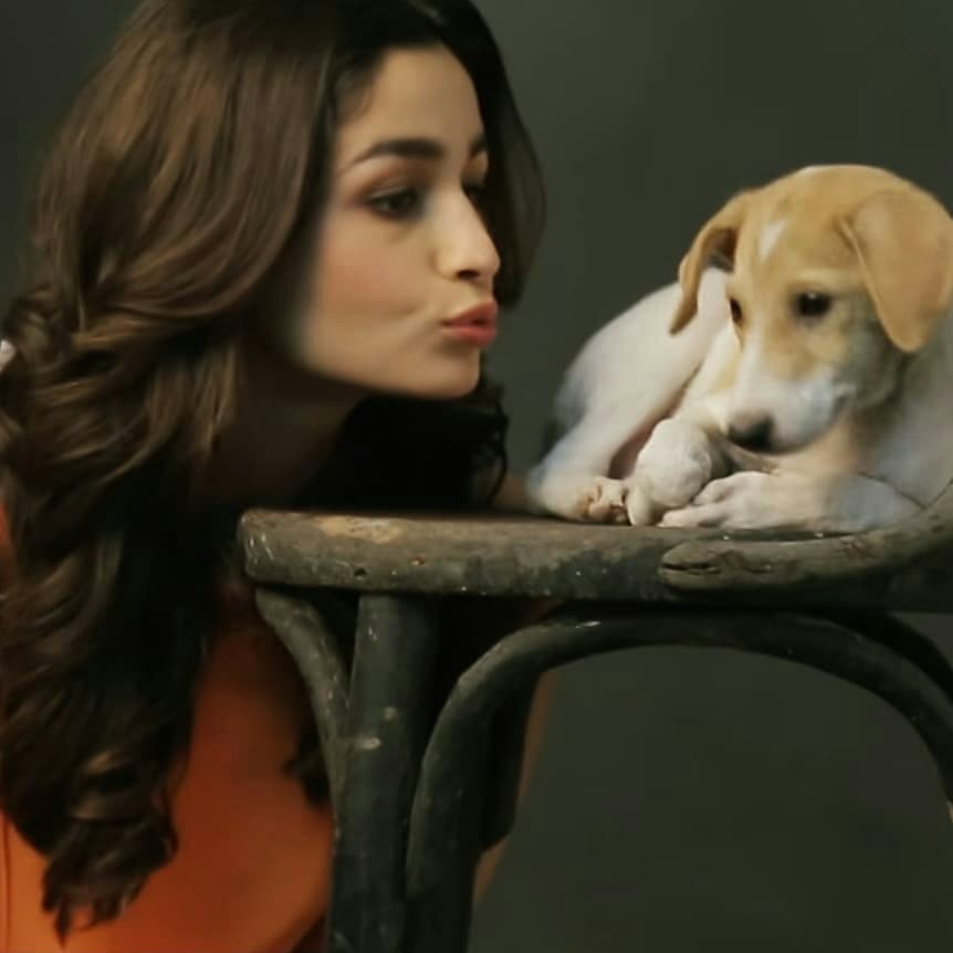 Adorable Alia With Cute Puppy