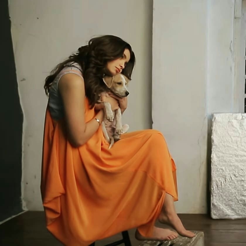 Adorable Alia With Cute Puppy