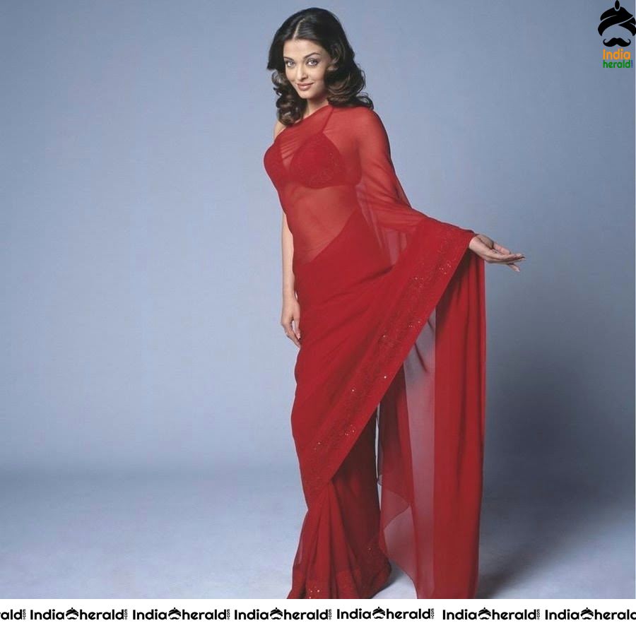 Aishwarya Rai Hot in Transparent Saree flaunting her Midriff and Navel