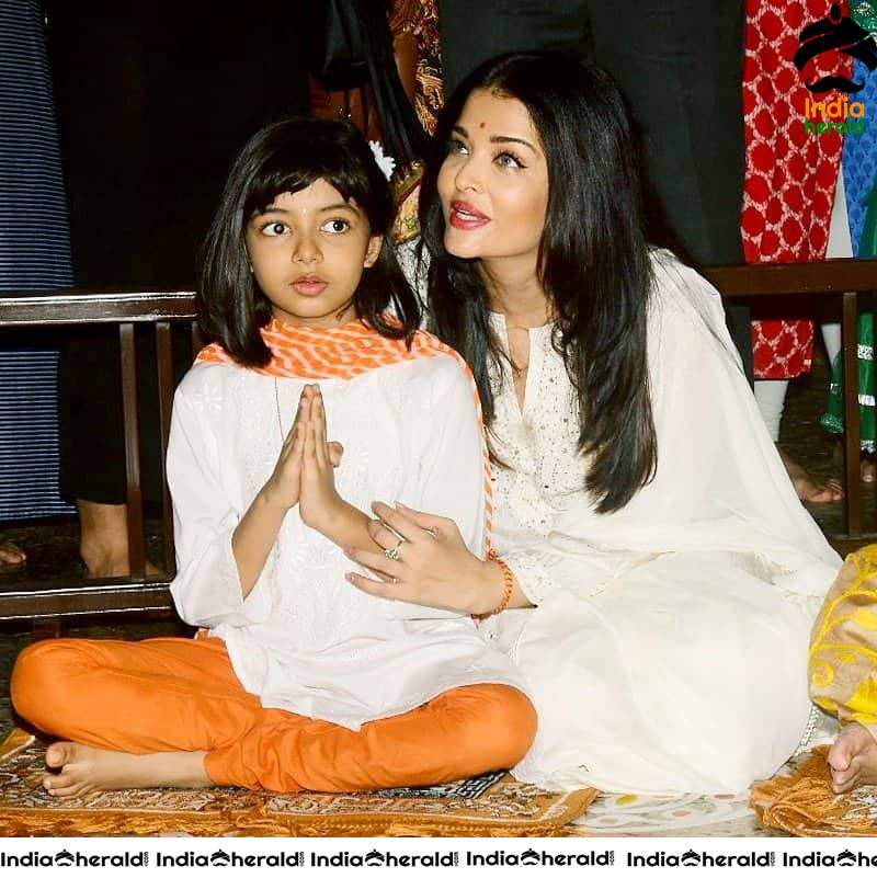 Aishwarya Rai with her Daughter Aaradhya during Pooja