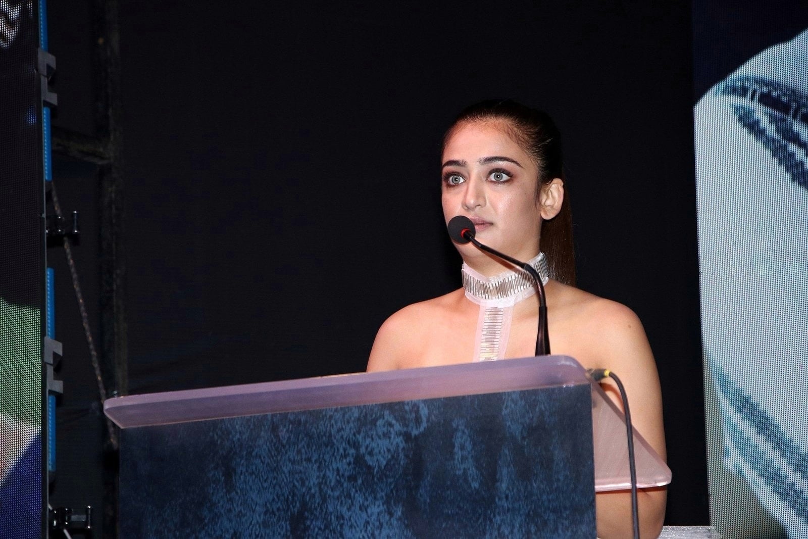Akshara Haasan In A Sexy Short Frock At Mr KK Trailer Launch