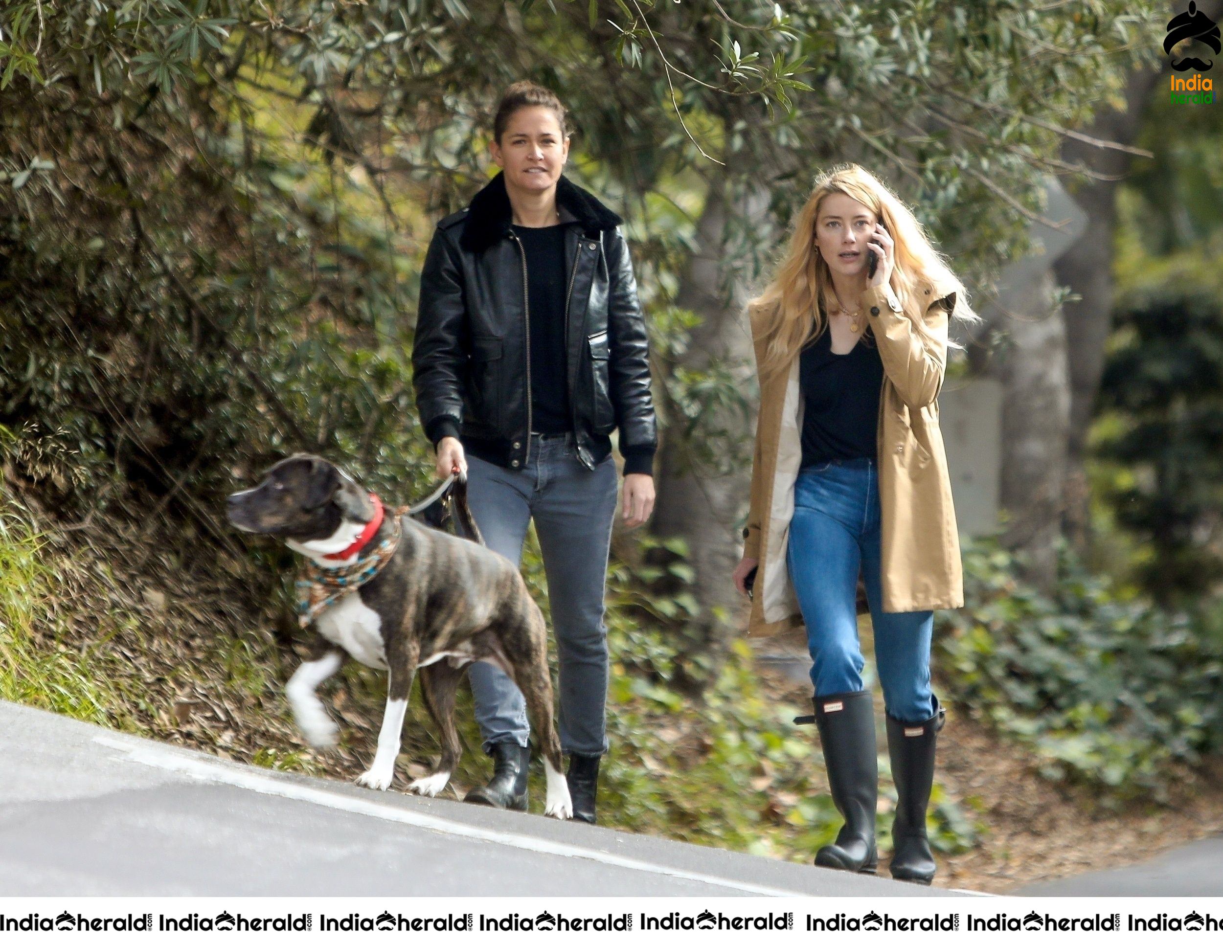 Amber Heard takes a break from isolation to walk Birdie with girlfriend Bianca Butti in LA