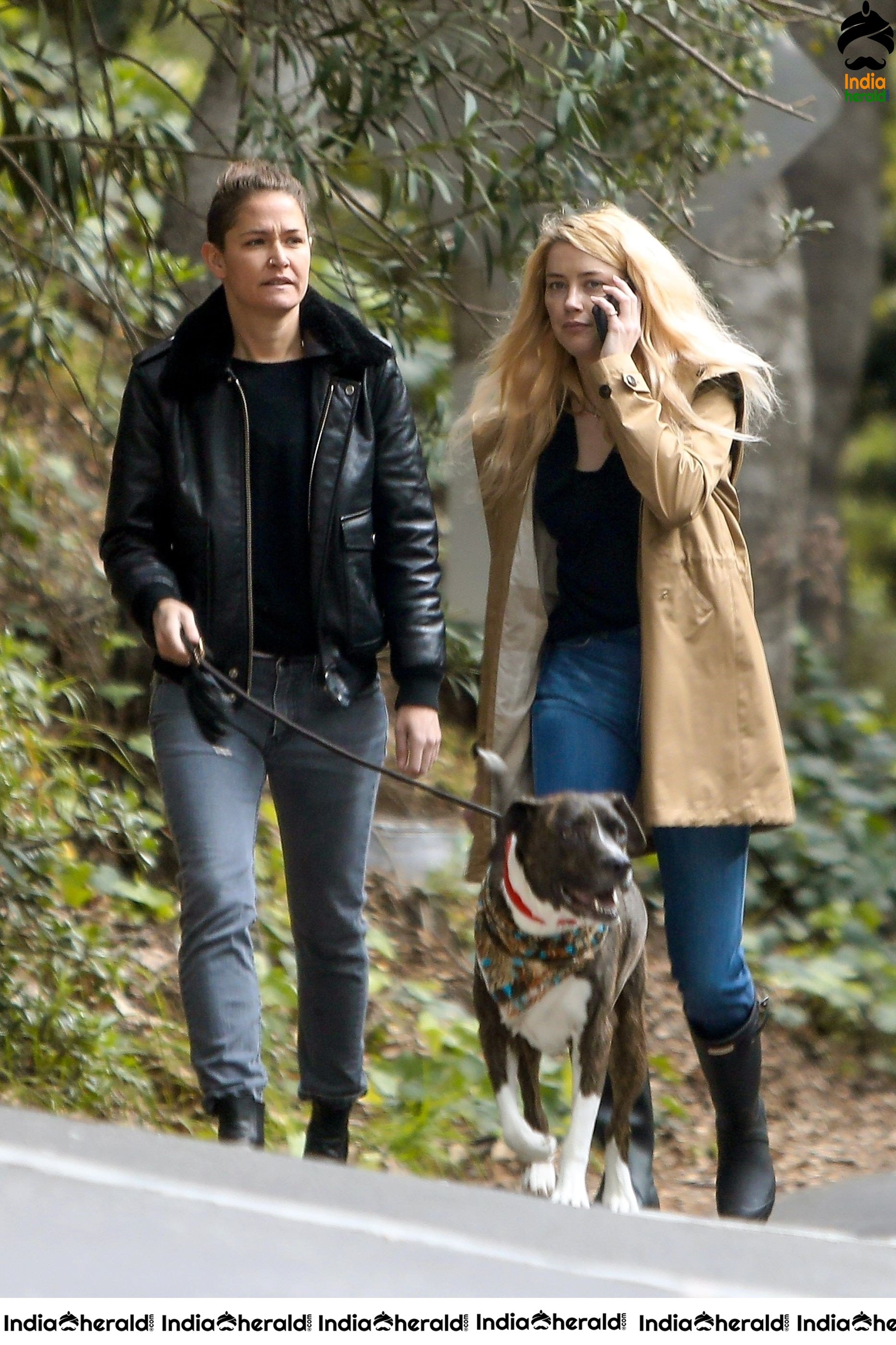 Amber Heard takes a break from isolation to walk Birdie with girlfriend Bianca Butti in LA