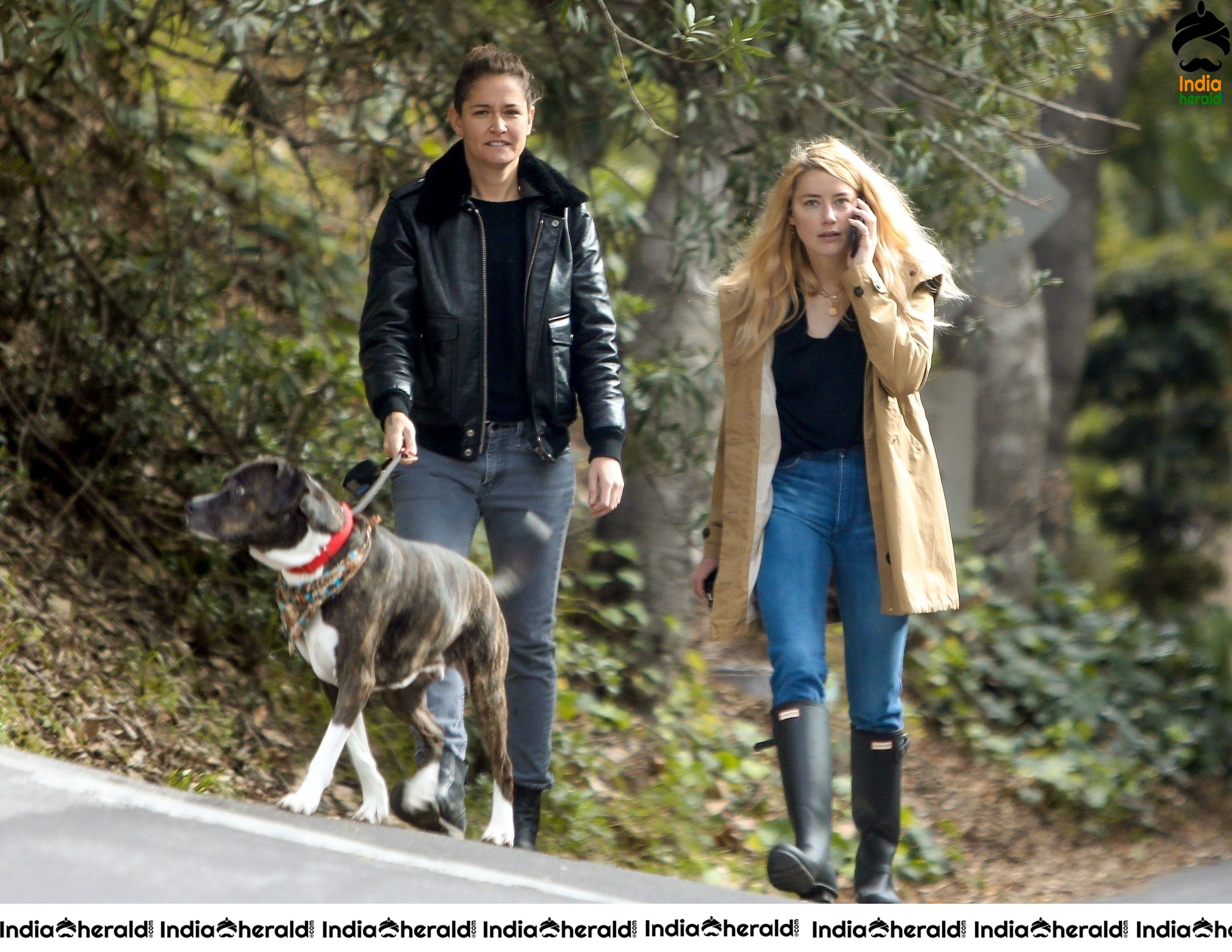 Amber Heard takes a break from isolation to walk Birdie with girlfriend Bianca Butti in LA