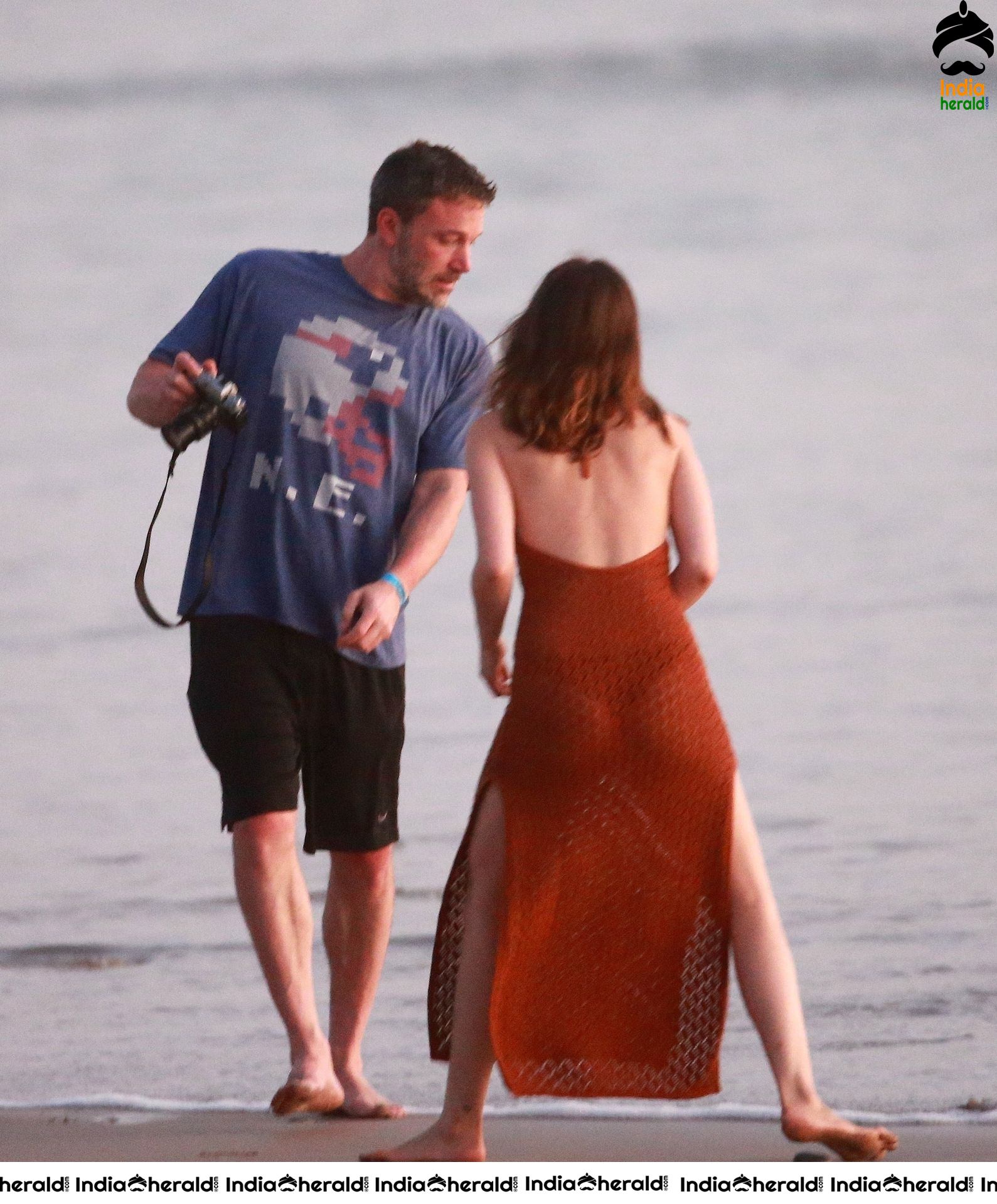 Ana De Armas enjoys a very romantic stroll in Sheer Red dress on the beach in Costa Rica