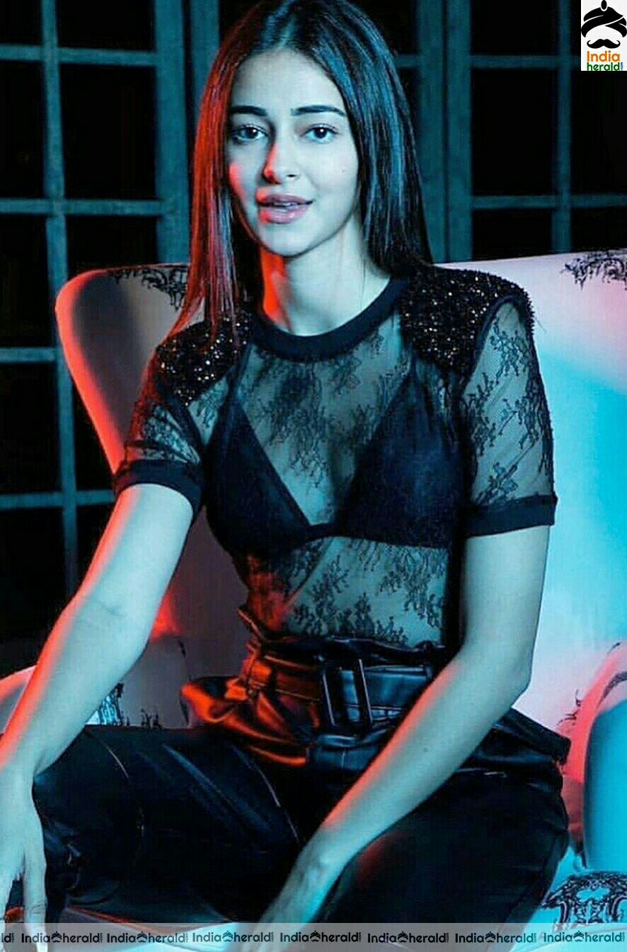 Ananya Pandey Hot In Black Transparent Dress Stills