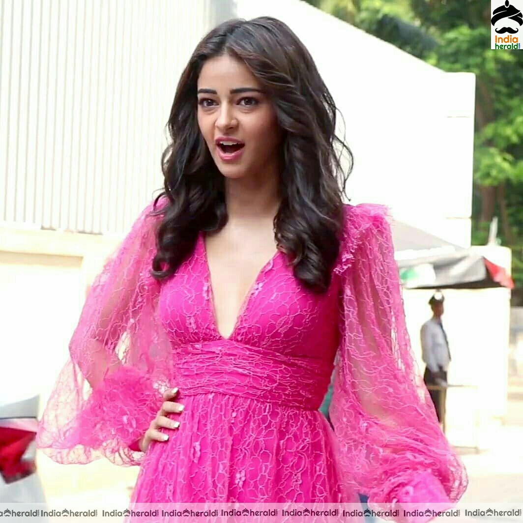 Ananya Pandey Hot Thighs Show In Pink Short Frock Stills