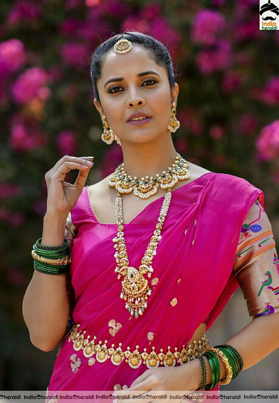 Anasuya Cute Pink Half Saree Stills