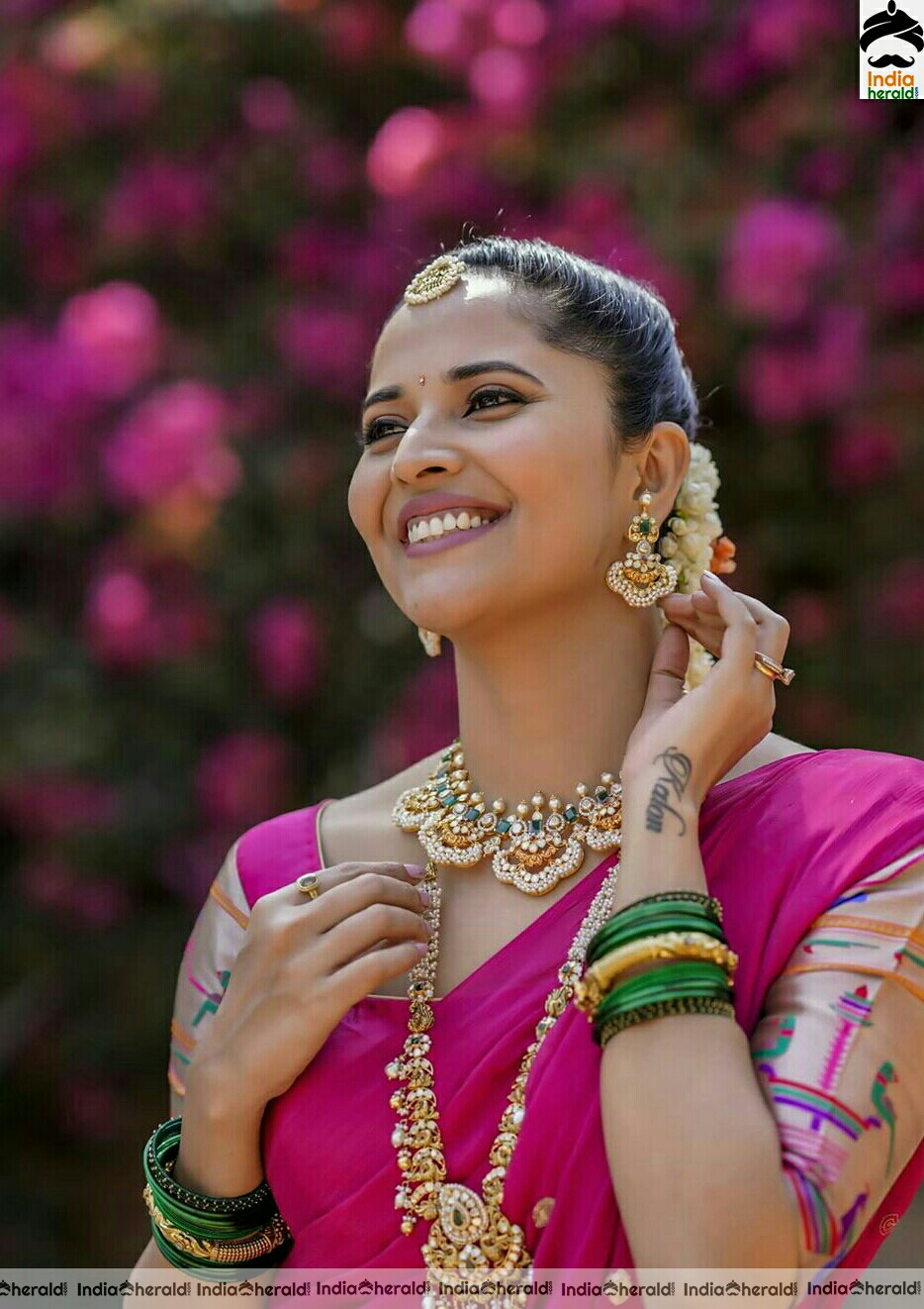 Anasuya Cute Pink Half Saree Stills