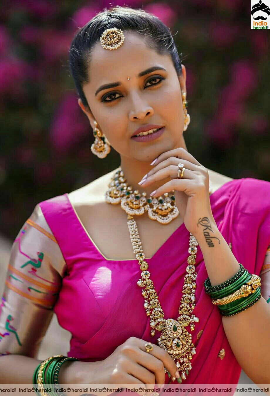 Anasuya Cute Pink Half Saree Stills