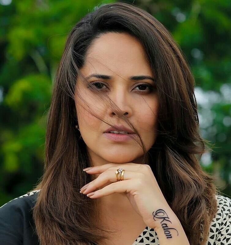 Anasuya Seducing Hot Black And White Dress Stills