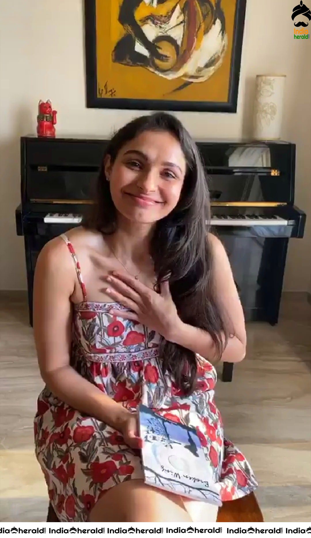 Andrea Jeremiah Live poetry reading session in a Hot Sleeveless Frock Photos