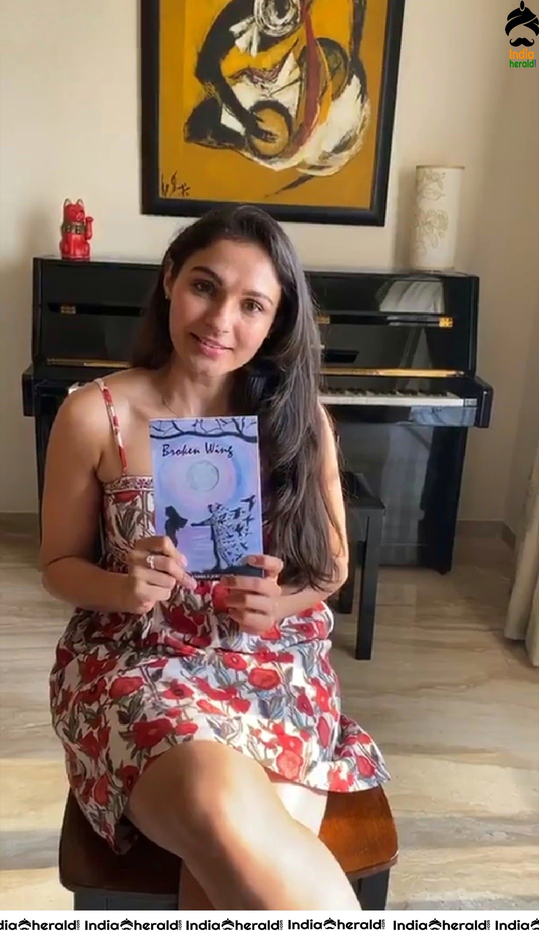 Andrea Jeremiah Live poetry reading session in a Hot Sleeveless Frock Photos