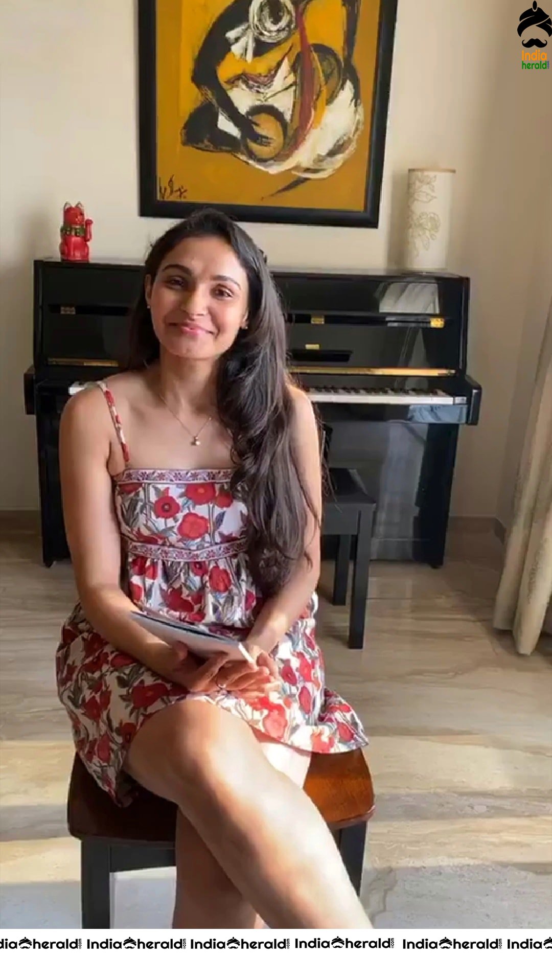 Andrea Jeremiah Live poetry reading session in a Hot Sleeveless Frock Photos