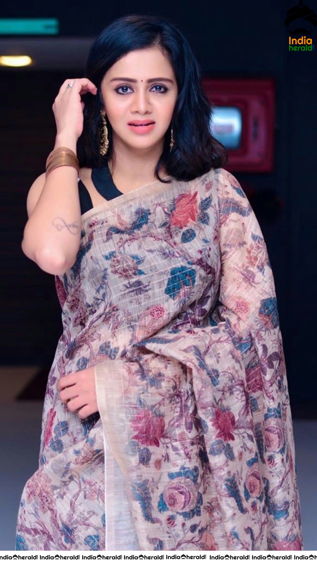 Anjana Rangan Latest Clicks in Saree at Adithya Varma Event