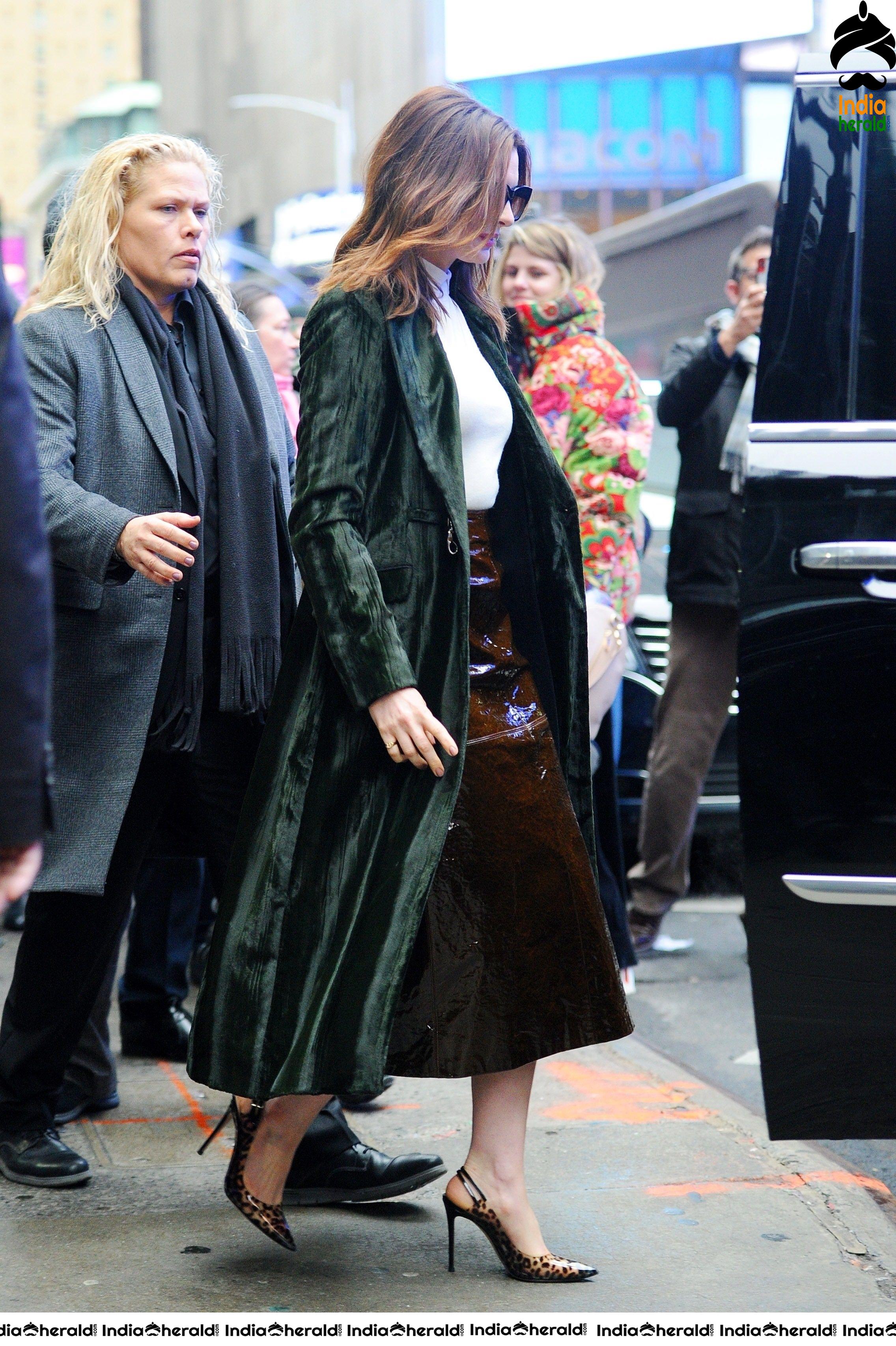 Anne Hathaway spotted outside Good Morning America show in New York City