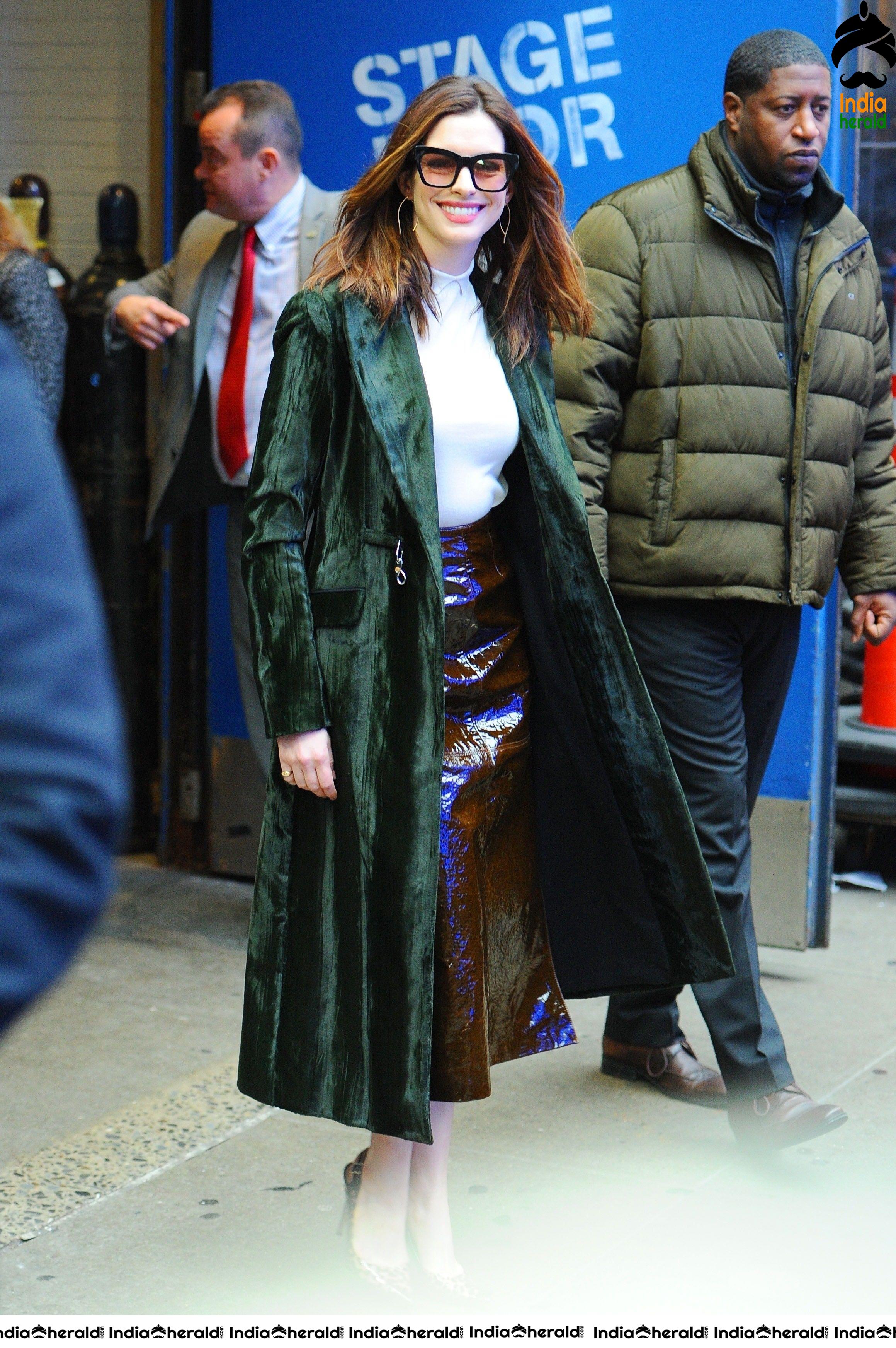 Anne Hathaway spotted outside Good Morning America show in New York City