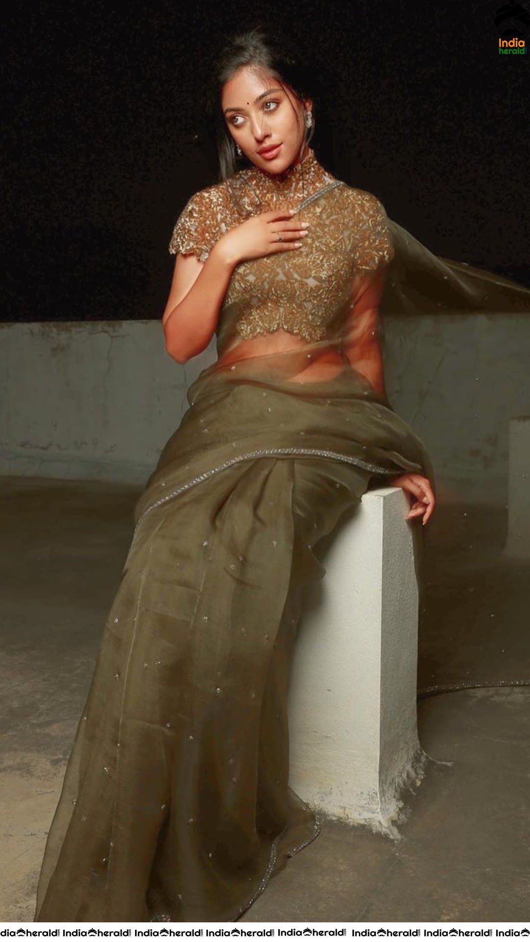 Anu Emmanuel Looking Hot and Seductive in Transparent Saree during NVP Promotions