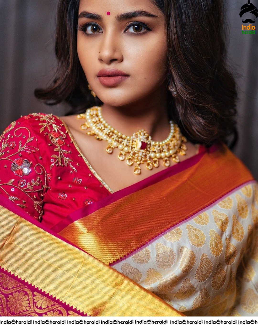 Anupama Parameswaran stunning looks in Blue Saree - Filmify English