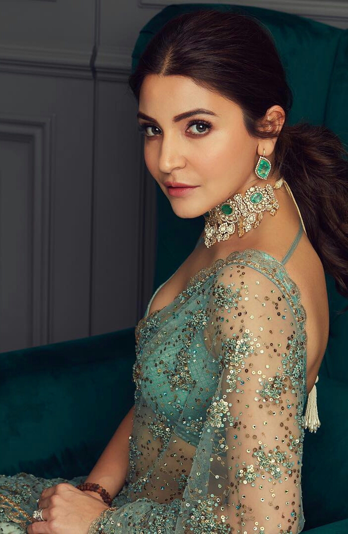 Anushka Sharma Foxes In Transparent Green Saree