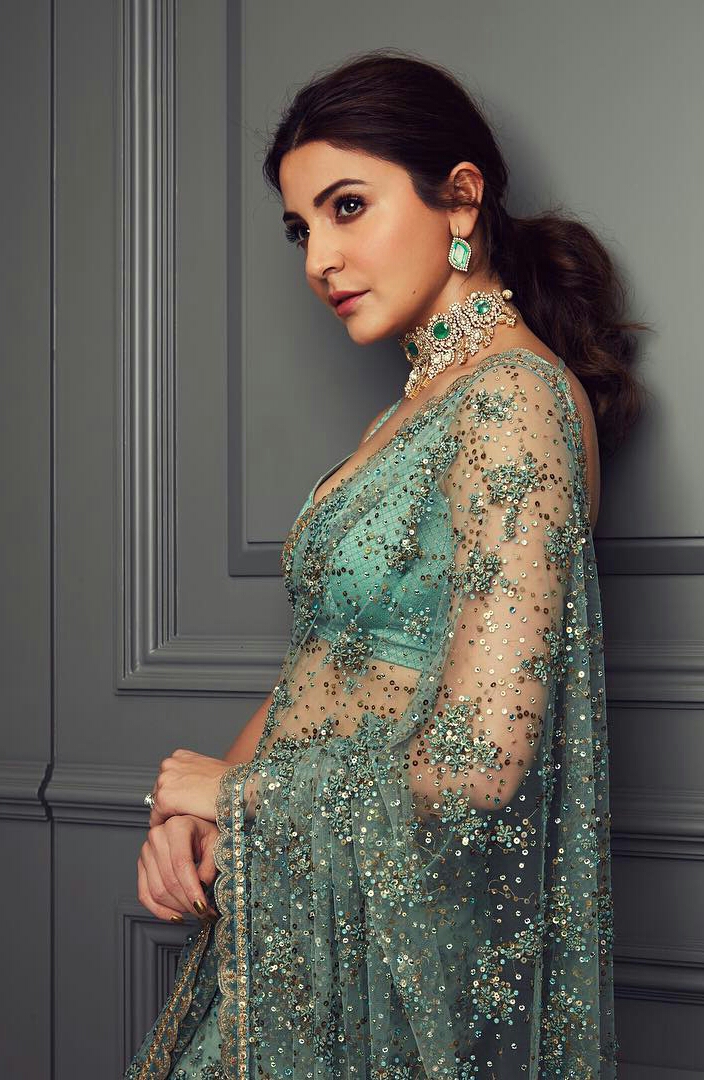 Anushka Sharma Foxes In Transparent Green Saree