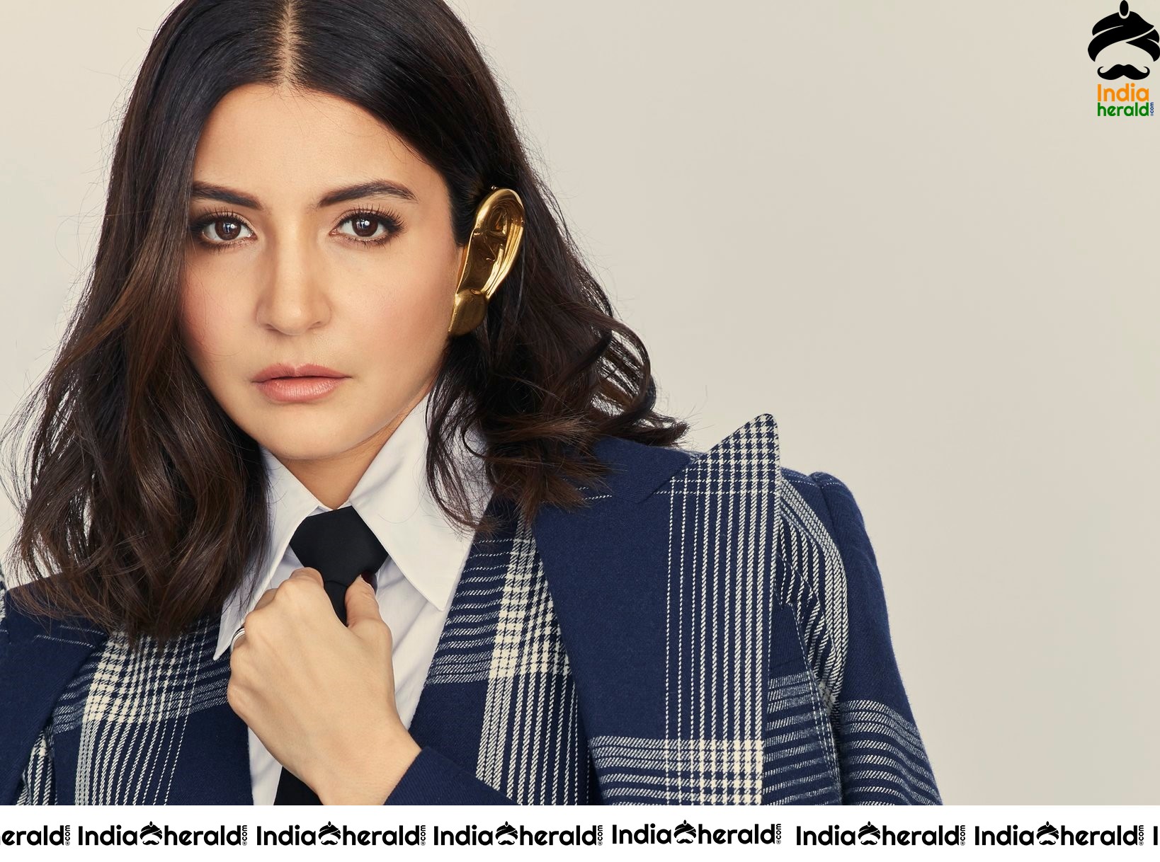 Anushka Sharma Latest Photoshoot in Blue Checked Formals
