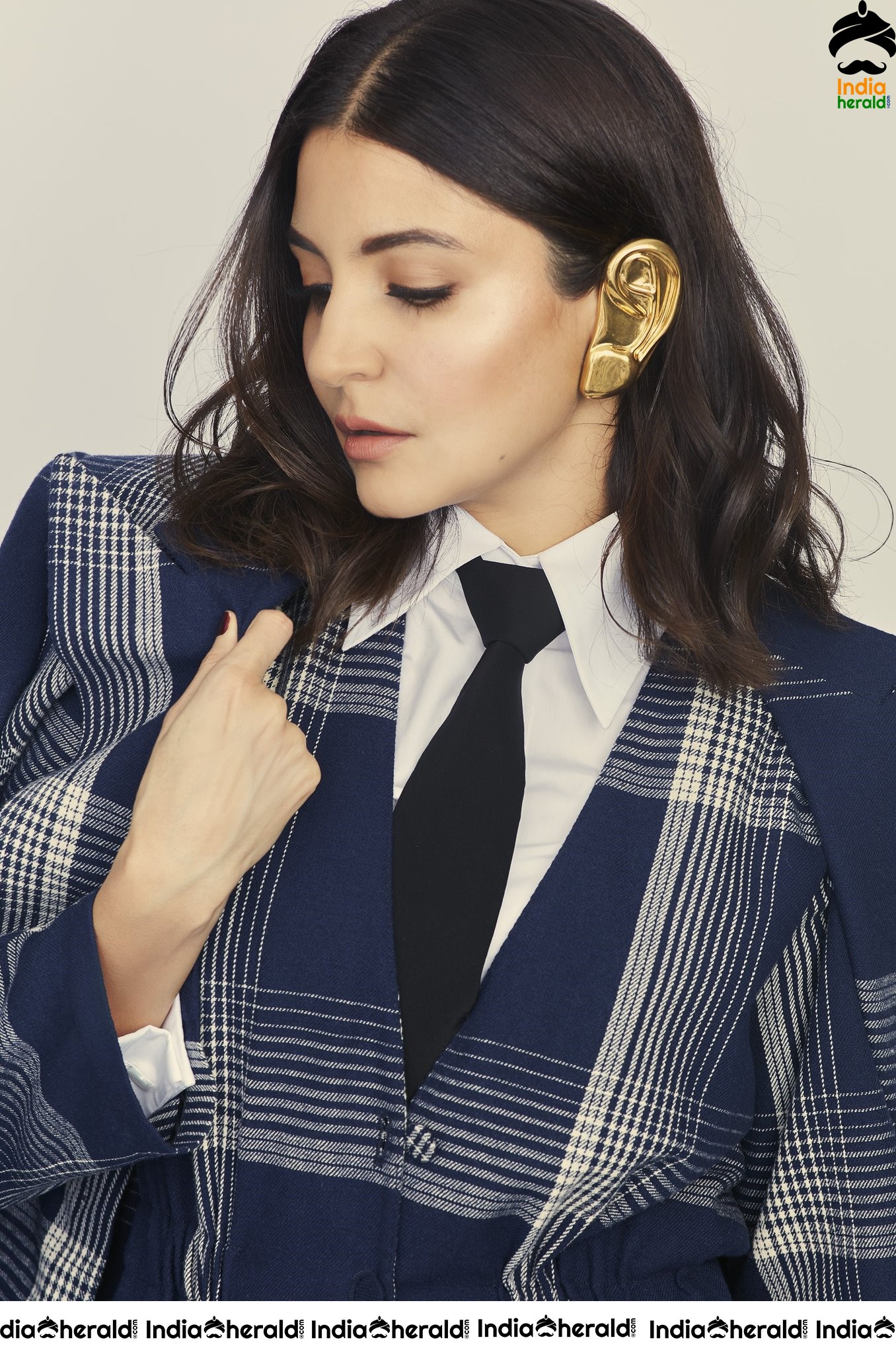 Anushka Sharma Latest Photoshoot in Blue Checked Formals