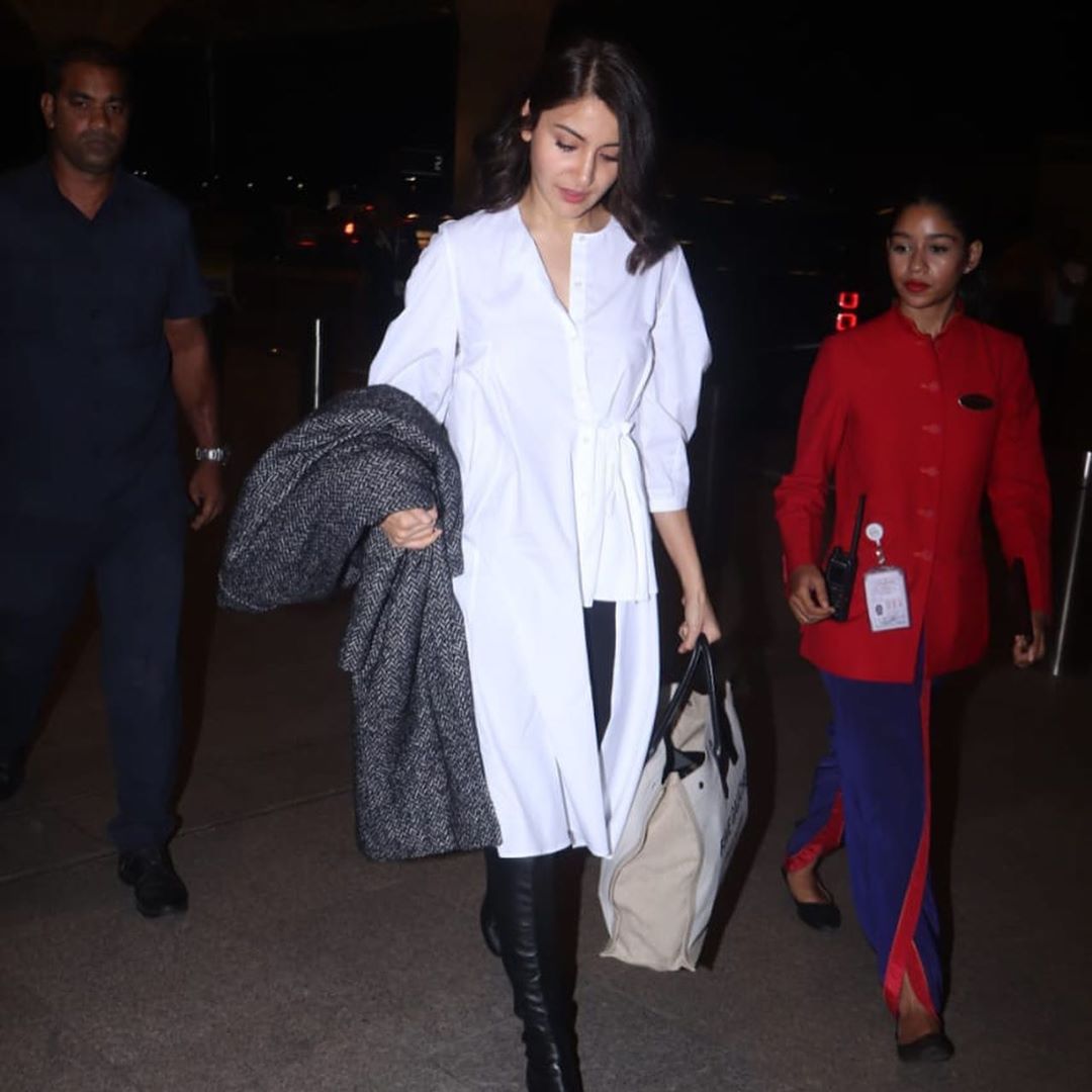 Anushka Sharma Spotted In A Long Court Dress At The Airport