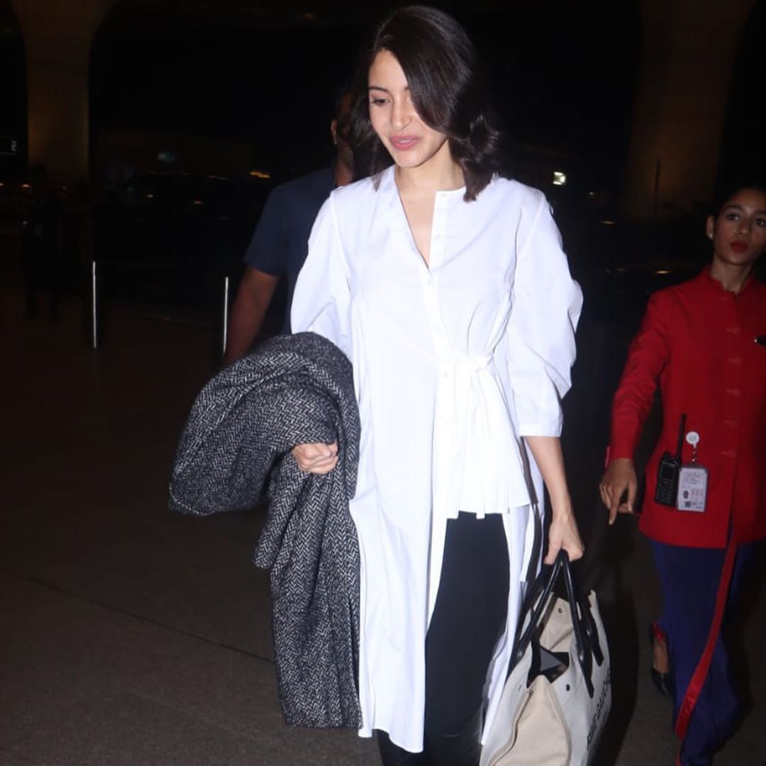 Anushka Sharma Spotted In A Long Court Dress At The Airport