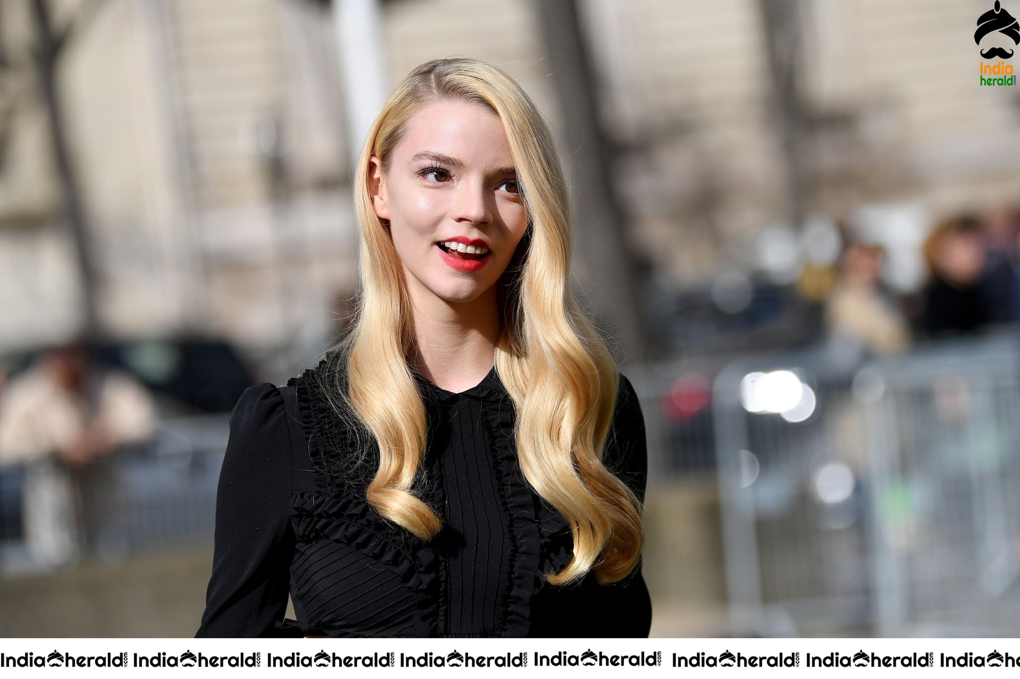 Anya Taylor Joy during Miu Miu show at Paris Fashion Week