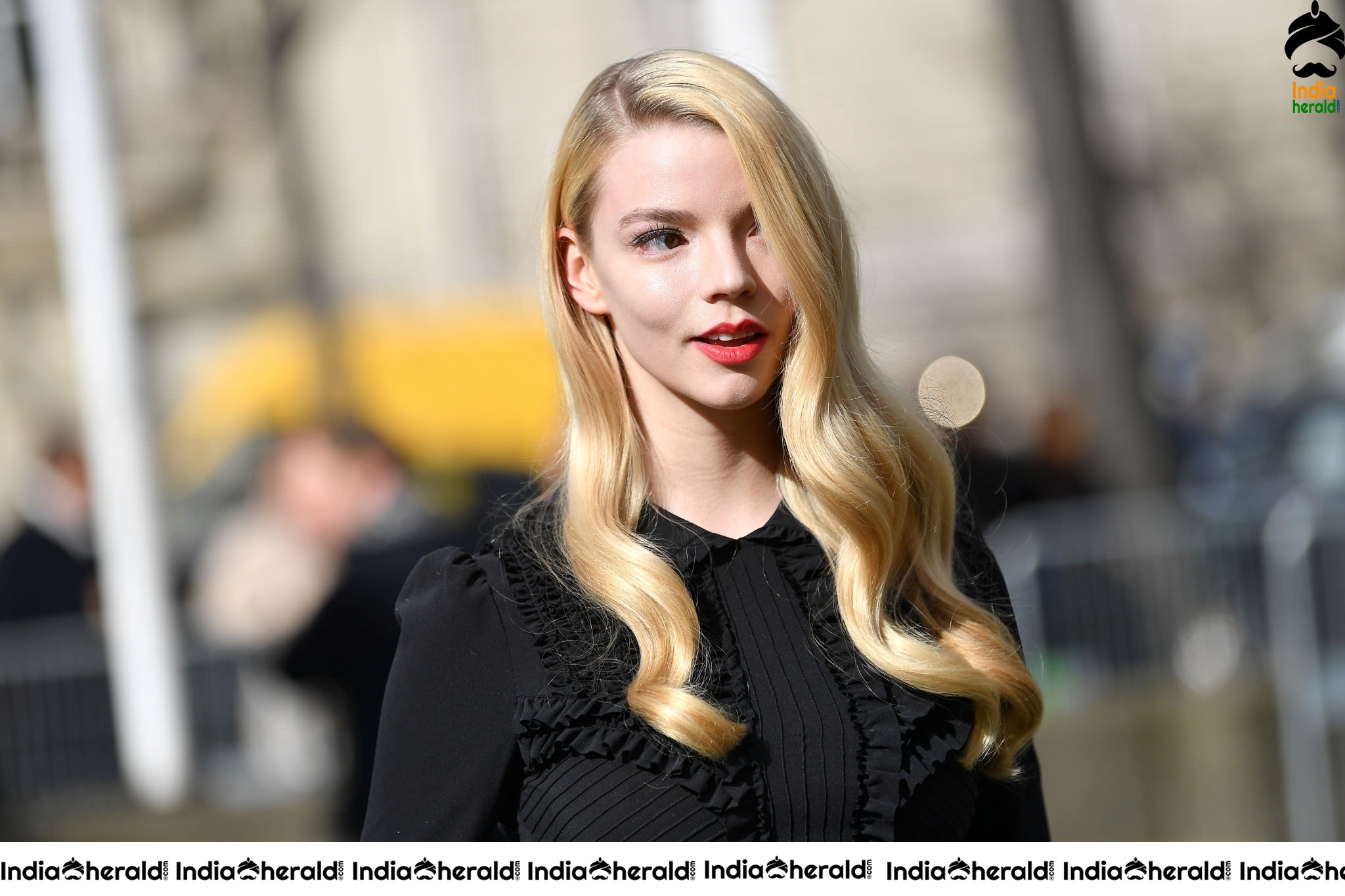 Anya Taylor Joy during Miu Miu show at Paris Fashion Week
