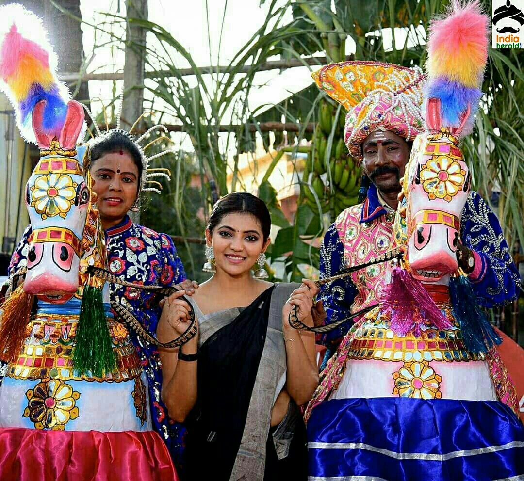 Athulya Cute Black Traditional Saree And Sleeveless Blouse Stills