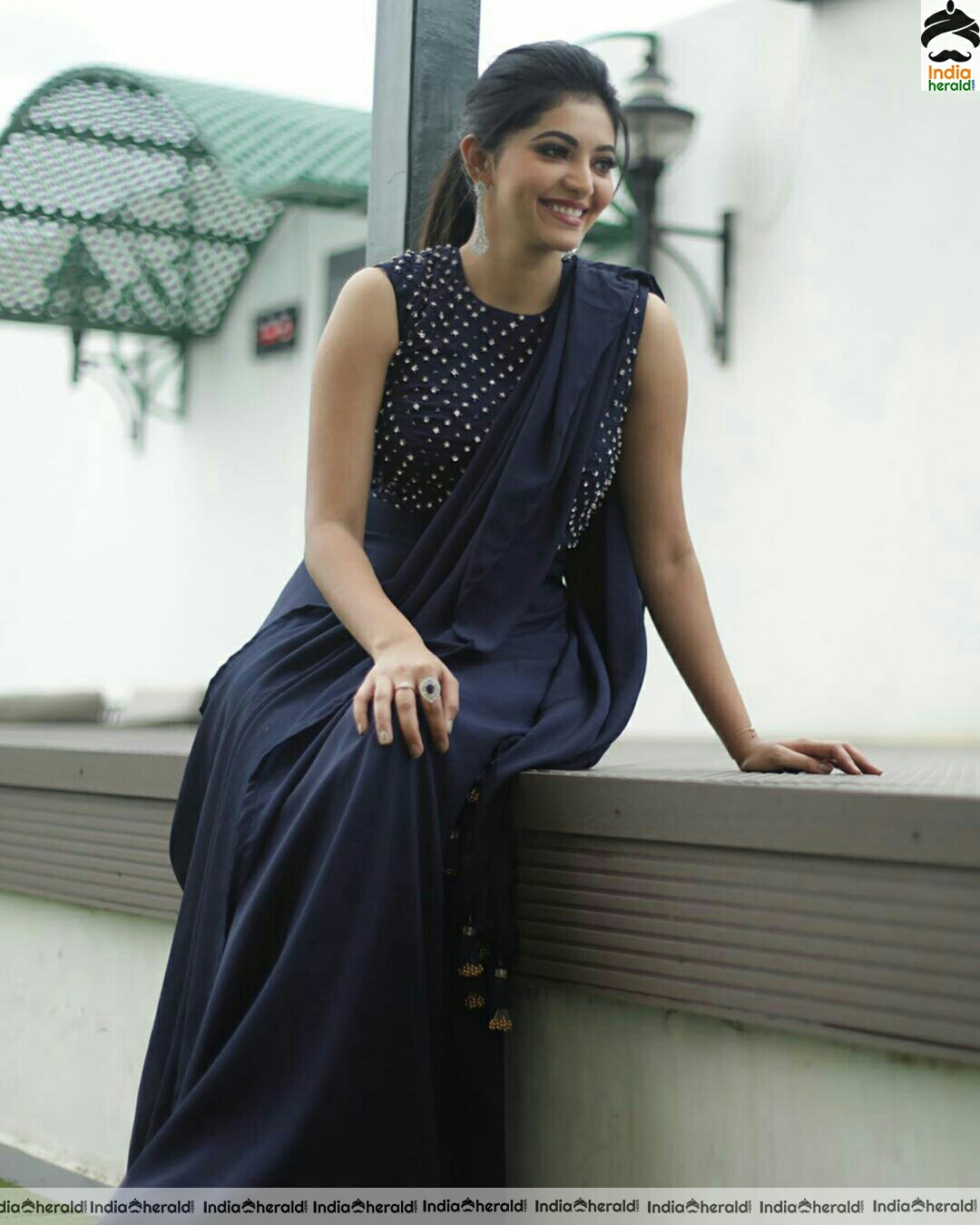 Athulya Cute Blue Sleeveless Dress Stills