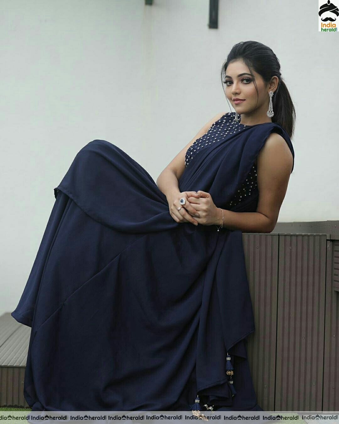 Athulya Cute Blue Sleeveless Dress Stills