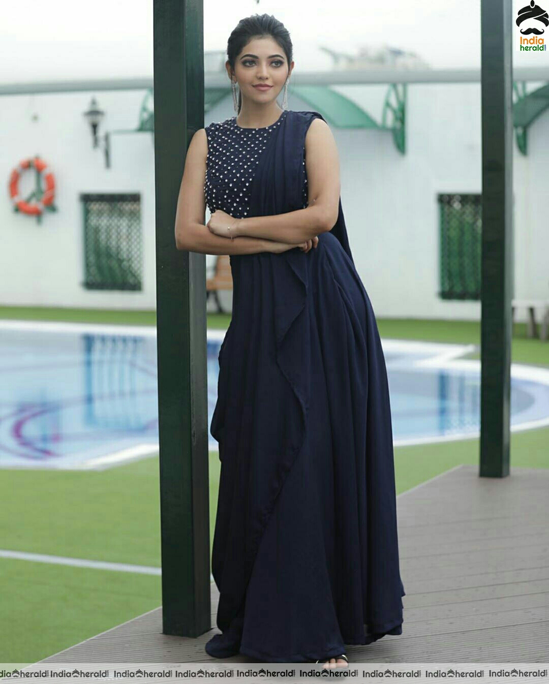 Athulya Cute Blue Sleeveless Dress Stills