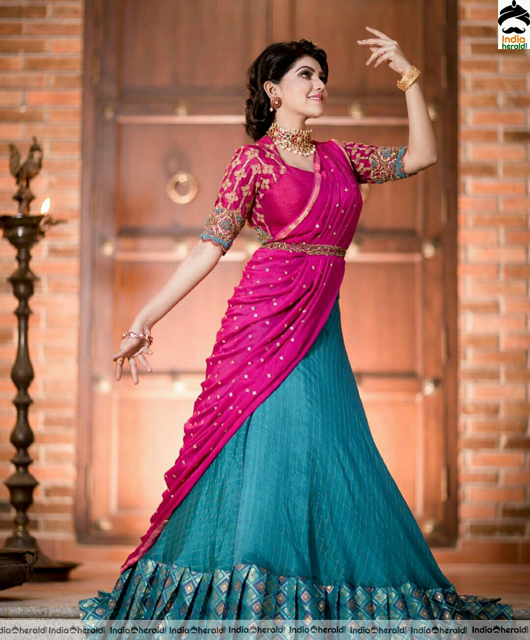 Athulya Cute Pink Half Saree Stills