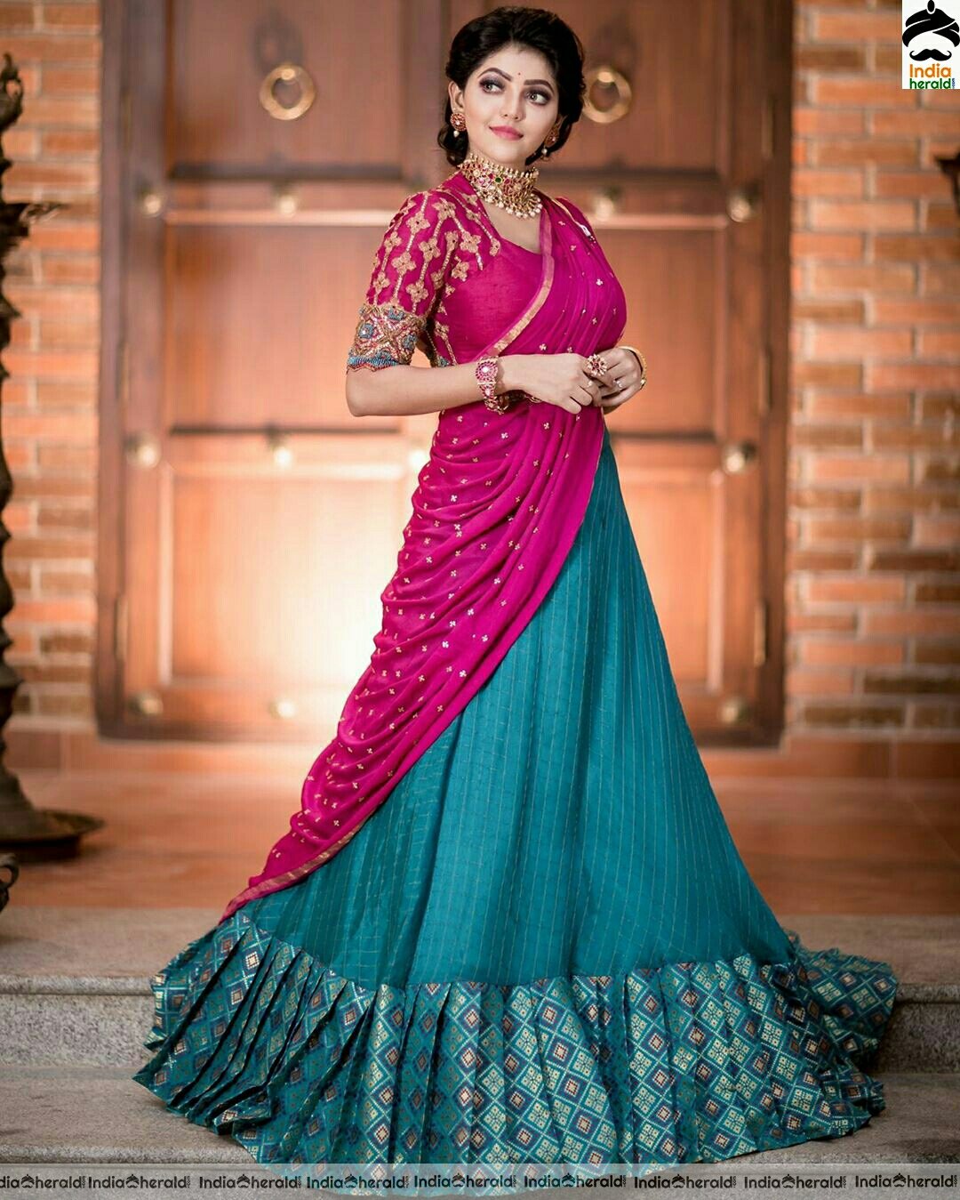 Athulya Cute Pink Half Saree Stills