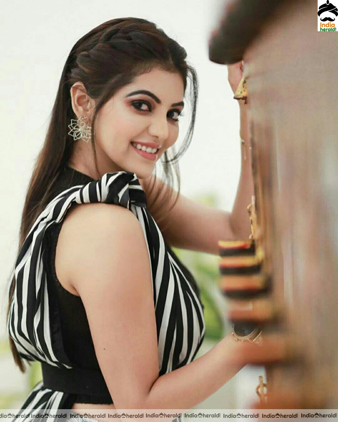 Athulya Hot and Cute in Black and White Saree Stills